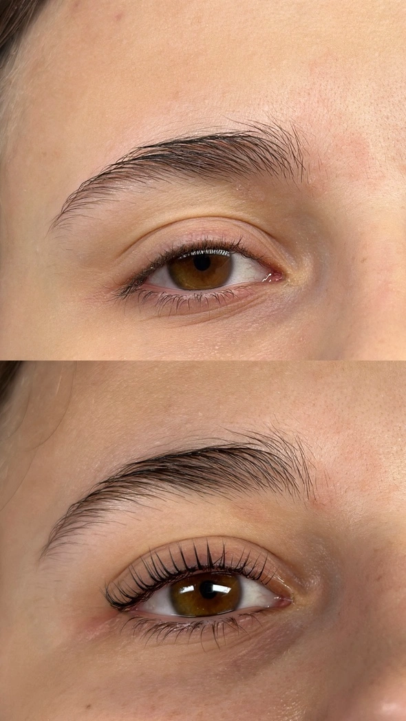Lash lift — vihanje trepalnic pred in po — Valorosa Ptuj