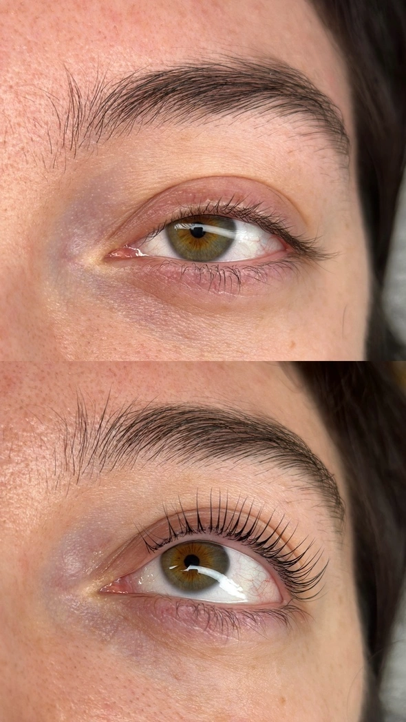 Lash lift — primerjava pred in po — Valorosa Ptuj