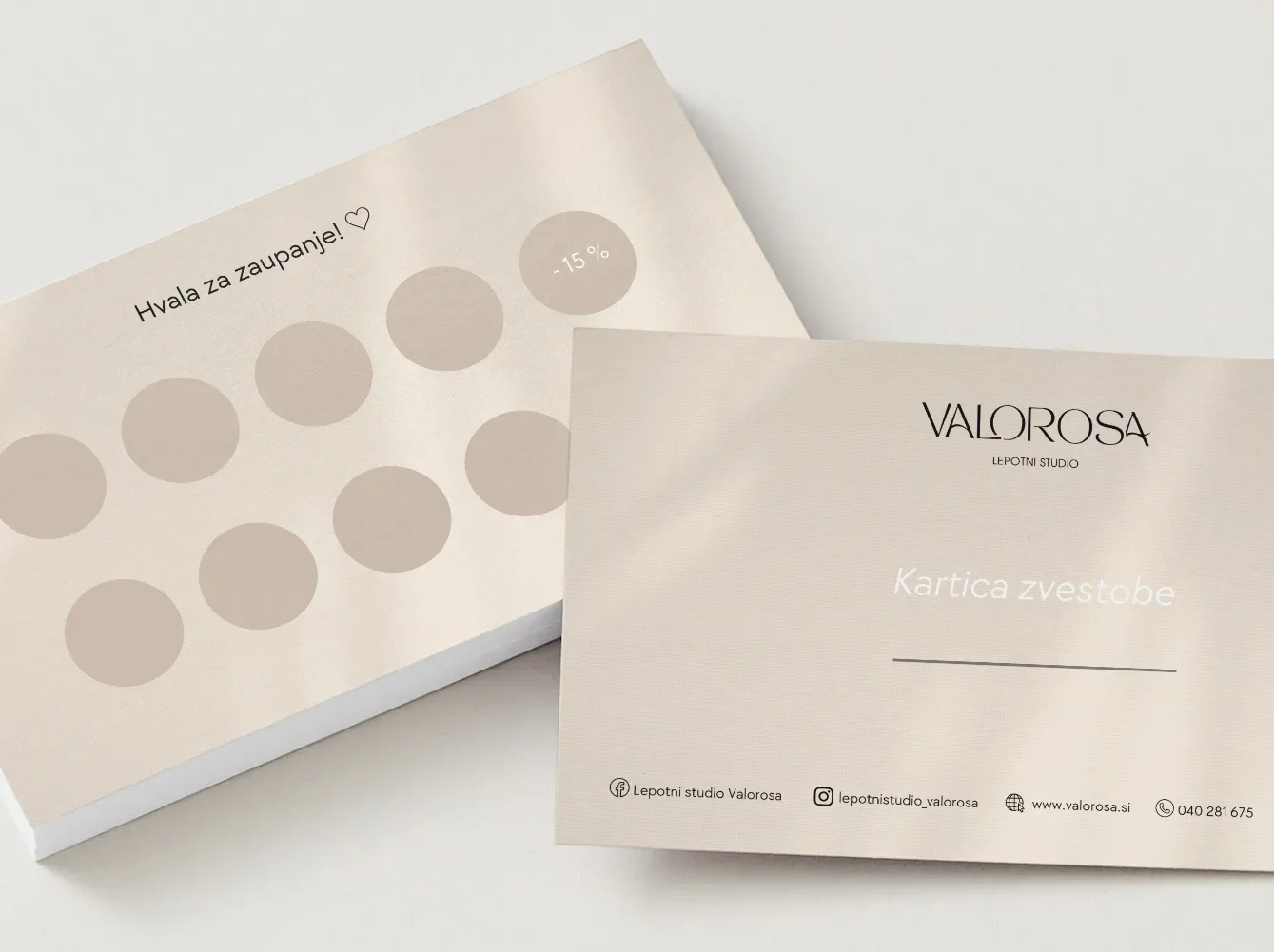 Valorosa kartica zvestobe — popust ob 5. in 10. obisku, Lepotni studio Valorosa Ptuj